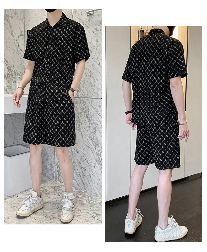 Buz İpek Set, Amerikan Gelişmiş Tam Baskı Presbiyopi Ceket, Erkek Trendy Gevşek Çift Günlük Set_voghion.com
