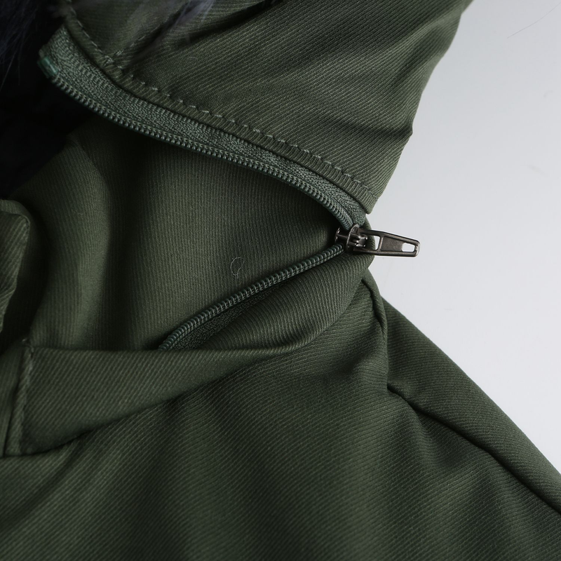 Women's cotton-padded jacket with detachable fur collar and detachable hat and cotton jacket_voghion.com