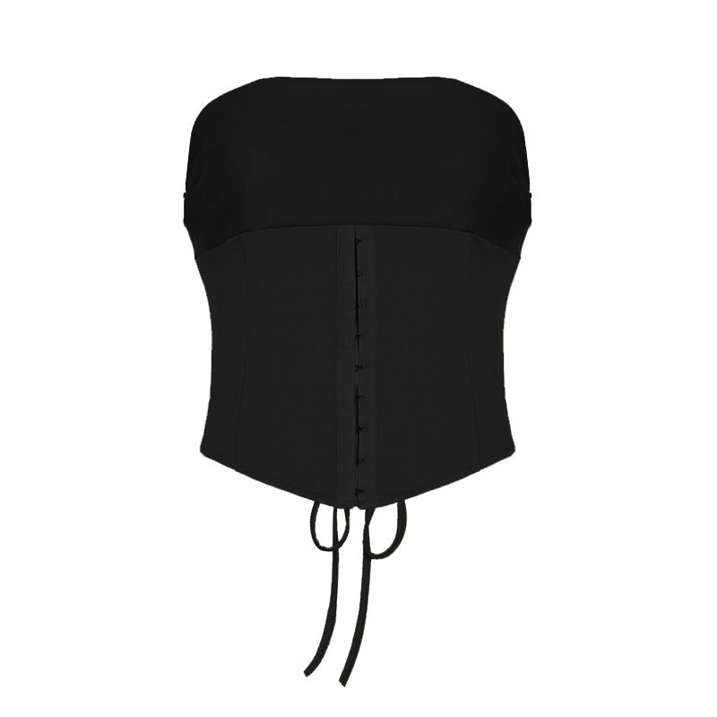New Palace Style Waist-Cinching Strapless Top Leather Hollow Out Waist-Hugging Half Skirt Set For Women_voghion.com