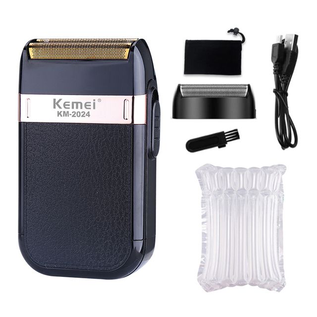 Kemei Elektrikli Tıraş Makinesi Erkekler İçin Moda Erkek Deri Kabuk Su Geçirmez Şarj Edilebilir Profesyonel Sakal Düzeltici Jilet KM-2024_voghion.com