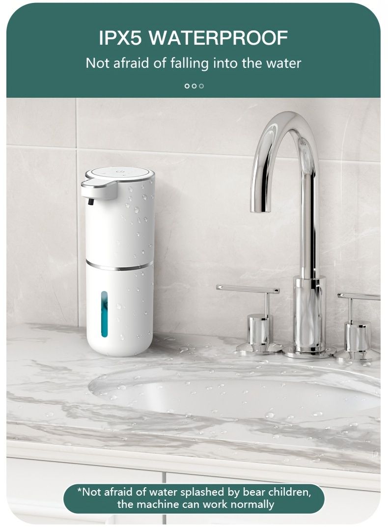 380Ml Automatic Soap Dispenser With Touchless Sensor - Wall-Mounted, Rechargeable Lithium Battery, USB Charging, Modern Black_voghion.com