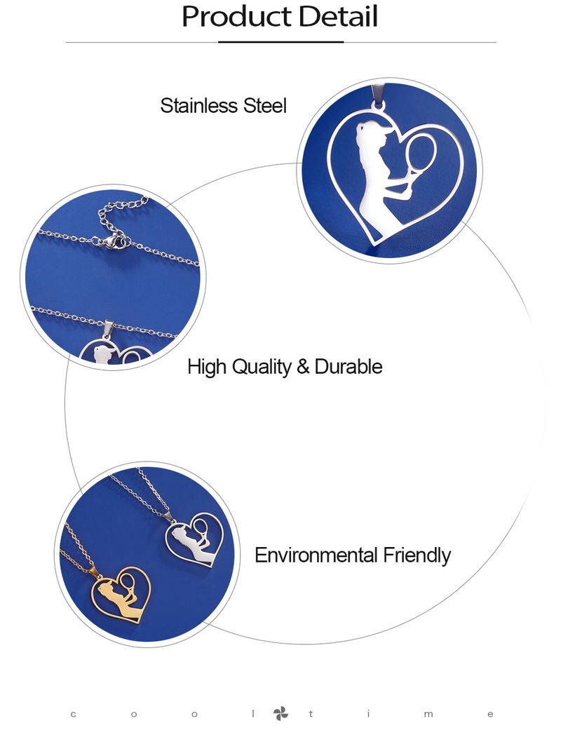 Collier tendance COOLTIME en acier inoxydable avec pendentif sport pour les amateurs de sport, bijoux ras du cou pour couple, cadeau_voghion.com