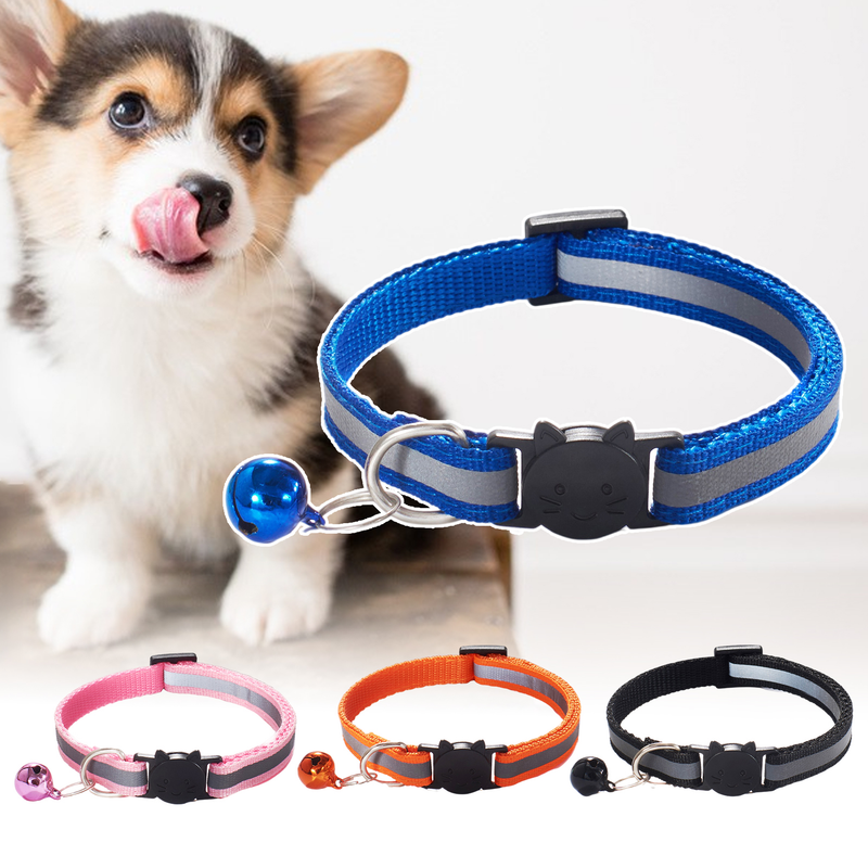 Guangying 4 stks / set huisdierhalsband Comfortabel antiblokkeersysteem Flexibele reflecterende bellen Kleine hond Kat Normale halsband Huisdieraccessoires_voghion.com