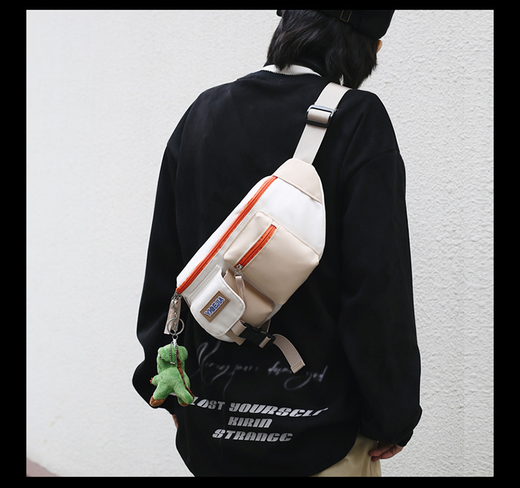 Autumn and winter new men's chest bag, color-blocked fashion student lightweight crossbody bag, Ruiying outdoor sports belt bag_voghion.com