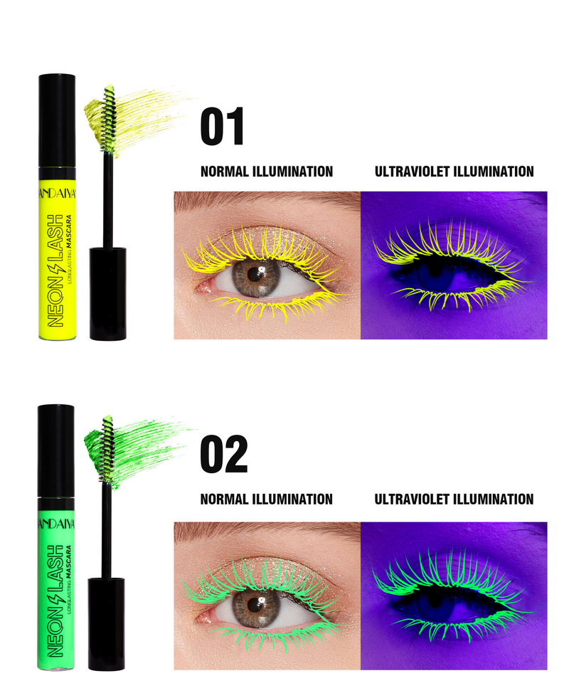 Fluoreszierende Wimperntusche, langlebige, wasserfeste Wimperntusche für Festival-Partys_voghion.com