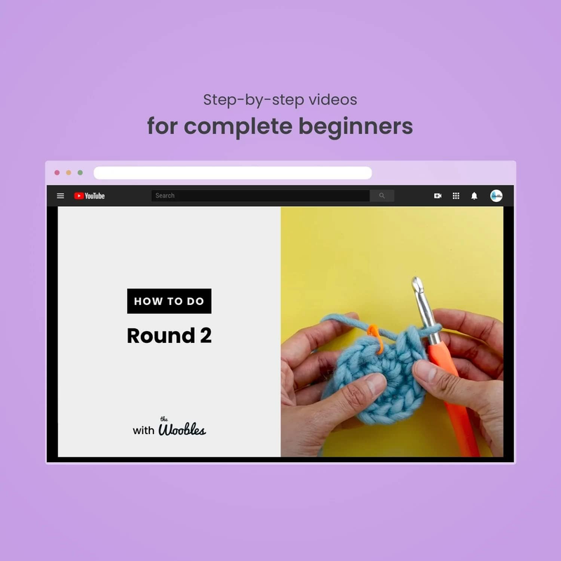Woobles hæklesæt til begyndere med Easy Peasy garn som set på Shark Tank - til trinvise videovejledninger JoJo Bunny_voghion.com