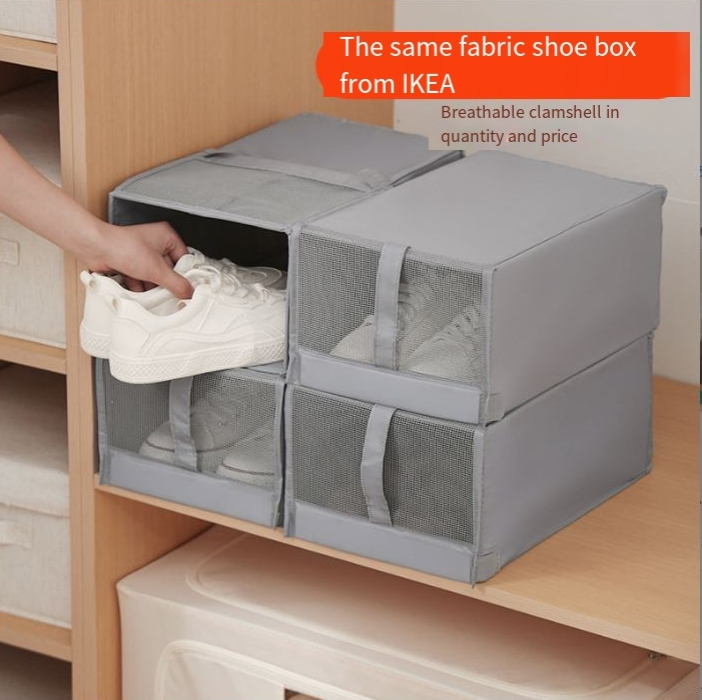 Úložný box na boty, volná instalace, velká odklápěcí skříňka na boty, prachotěsná skládací látková krabice na boty_voghion.com