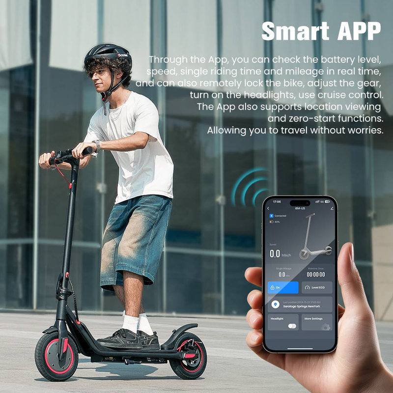 iScooter I9M elektrische scooter voor volwassenen, 500W 10'' elektrische scooter voor woon-werkverkeer met cruisecontrol, dubbele remsystemen_voghion.com