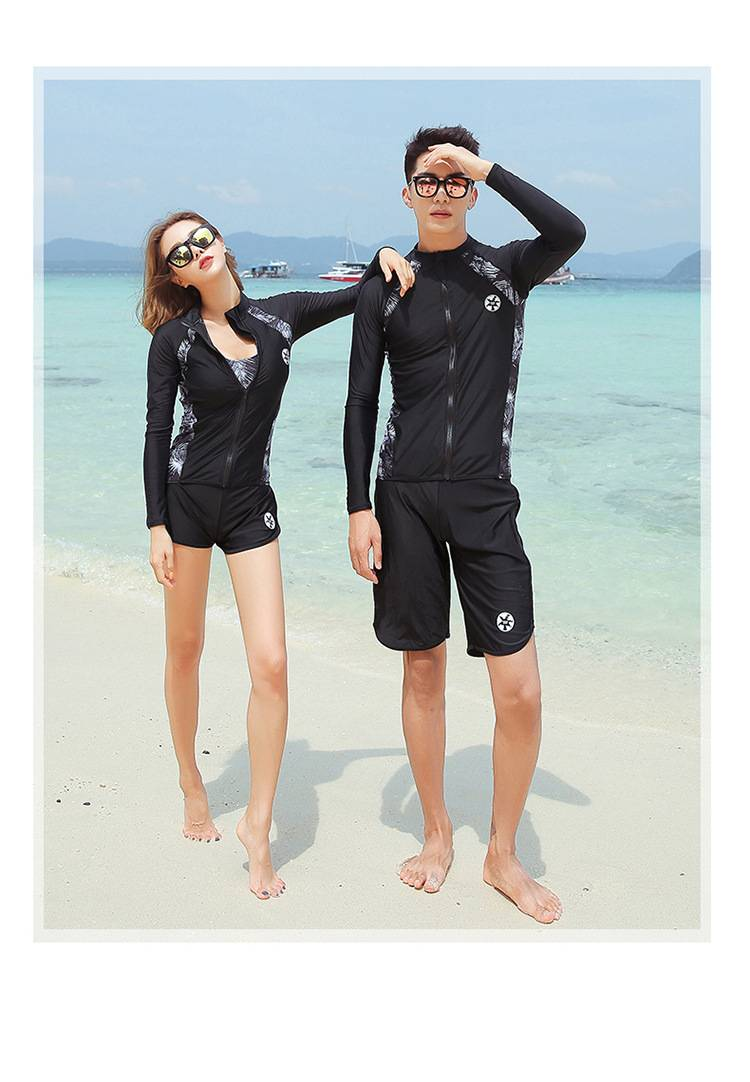 Traje de buceo con protección solar para parejas, traje de esnórquel para mujer, traje de baño de dos piezas para padres e hijos, adelgazante de manga larga._voghion.com