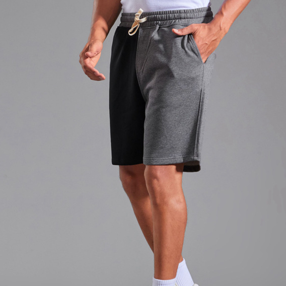 Herrenbekleidung Terry Bottom Gekämmte Baumwolle Sportshorts für Männer Trendy Herren Kontrastfarbe Vierviertelhosen Basketballshorts_voghion.com