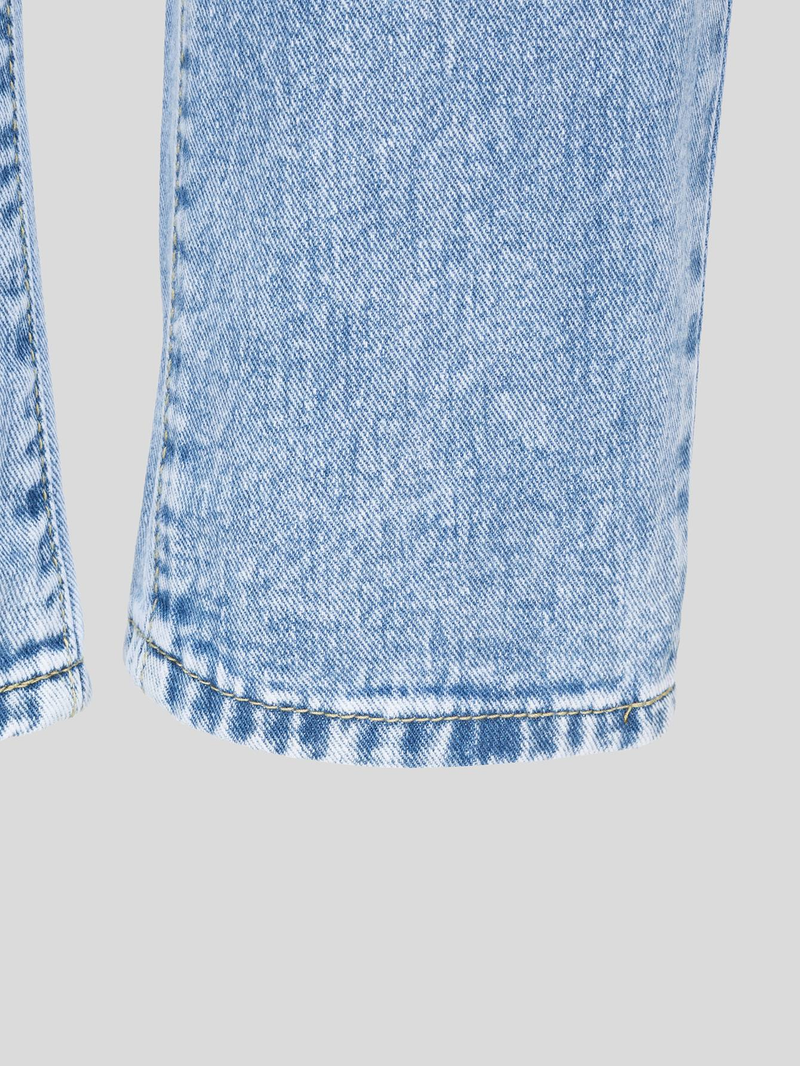 Meisjes lichtblauwe denim gewassen casual eenvoudig veelzijdig geschikt voor dagelijks reizen college casual losse versie stof comfortabele denim broek_voghion.com
