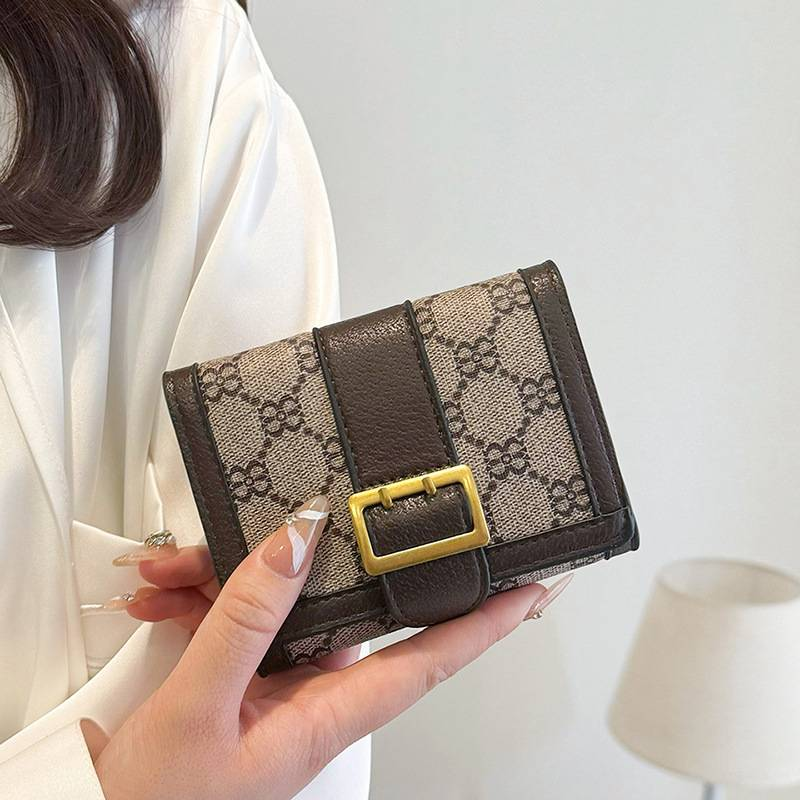 Vintage Floral Wallet – Small Tri-Fold Leather Card Holder (3 Colors)_voghion.com