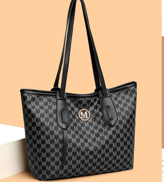 Vintage-Inspired Large Capacity Tote Bag For Women - Stylish PU Shoulder Bag With Print Design, Spacious & Versatile For Daily Use_voghion.com
