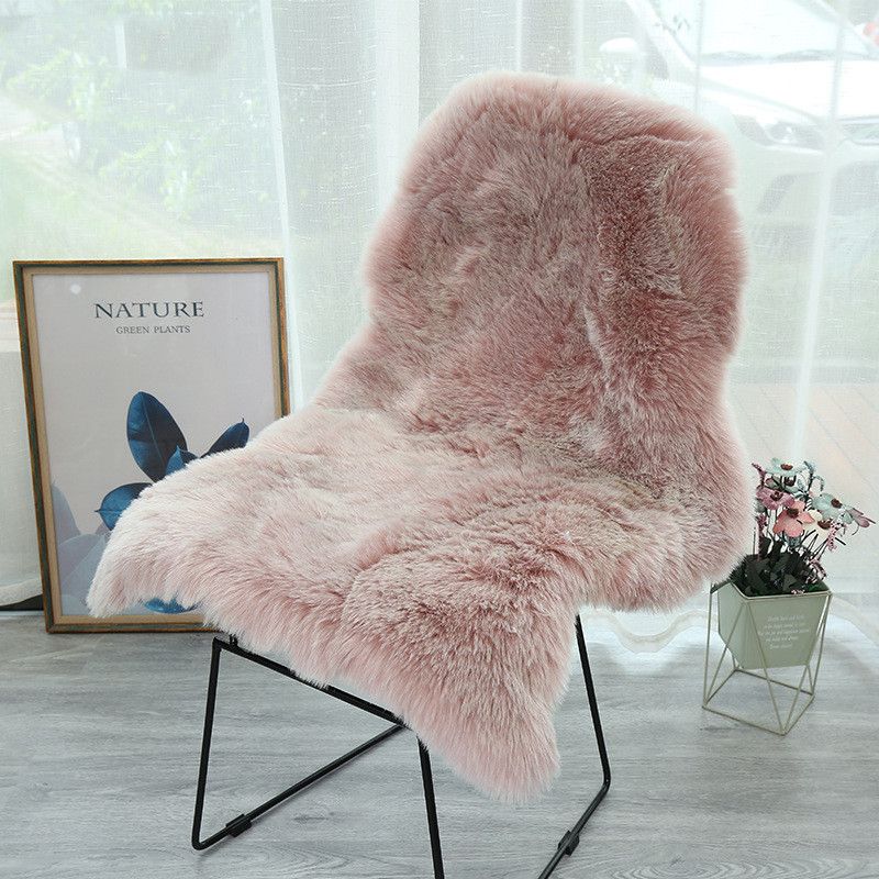 New Solid Color Imitation Wool Carpet Sofa Cushion Chair Cushion Bedroom Living Room Bay Window Mat Mat Sheepskin Mat (size: 60*90cm)_voghion.com