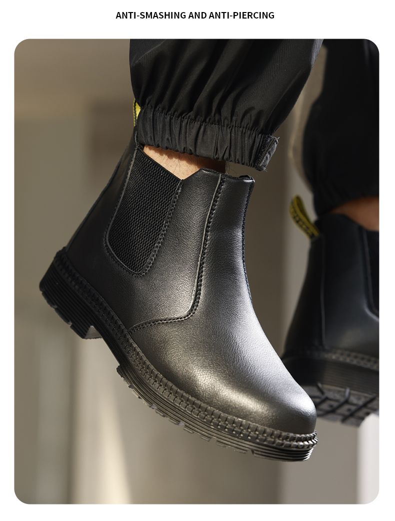 Bottes de sécurité GUYISA, chaussures de travail mi-hautes, embout en acier, imperméables, noires, 5020, 38-45_voghion.com