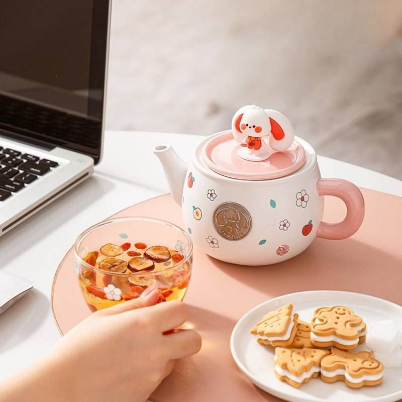 Ceramic Tea Set With Teapot & Cups – 500ml Japanese-Style Gift Set For Home, Teachers, Housewarming (Lina Baby Design) – Microwave Safe_voghion.com
