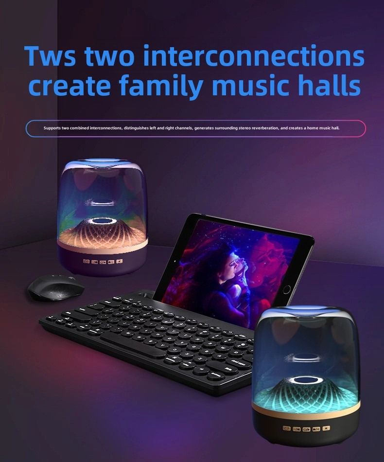Subwoofer da tavolo Glazed 4a generazione Bluetooth Speaker GLASS Black Gold Collection Scheda altoparlante_voghion.com