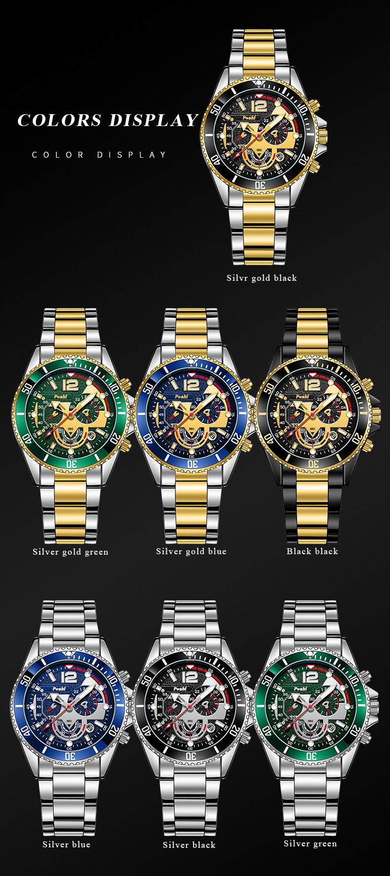 Relógio masculino de luxo à prova d'água, quartzo, cronógrafo, luminoso, pulseira de liga, data, relógio de pulso empresarial para homens_voghion.com