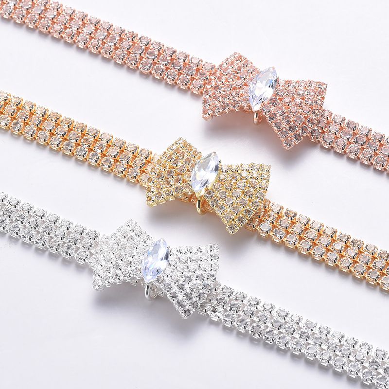 Pet Accessories, Rhinestone High-end Pet Beautiful Butterfly Bow Necklace, Cat Full Diamond Necklace_voghion.com