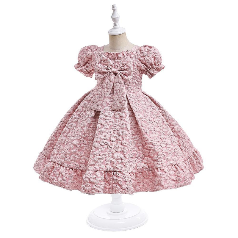 Vêtements pour bébés filles, style Royal, robe de princesse à manches bouffantes avec grand nœud, pour fête d'enfants_voghion.com