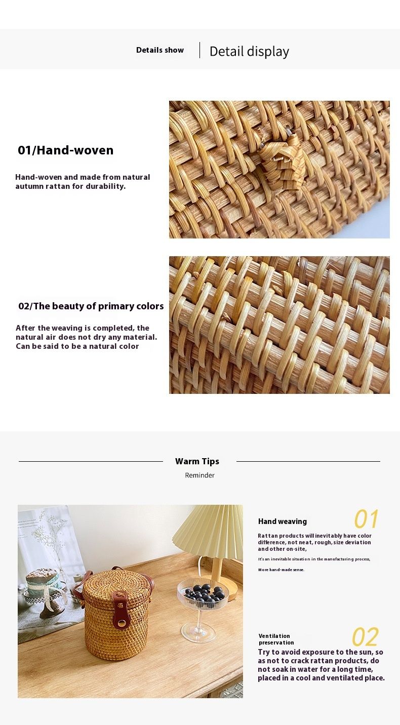 Nuova borsa in tessuto di vite con mini borsa a croce diagonale Cestino serie foresta Borsa con fibbia in pelle a spalla singola intrecciata a mano in arte vintage_voghion.com