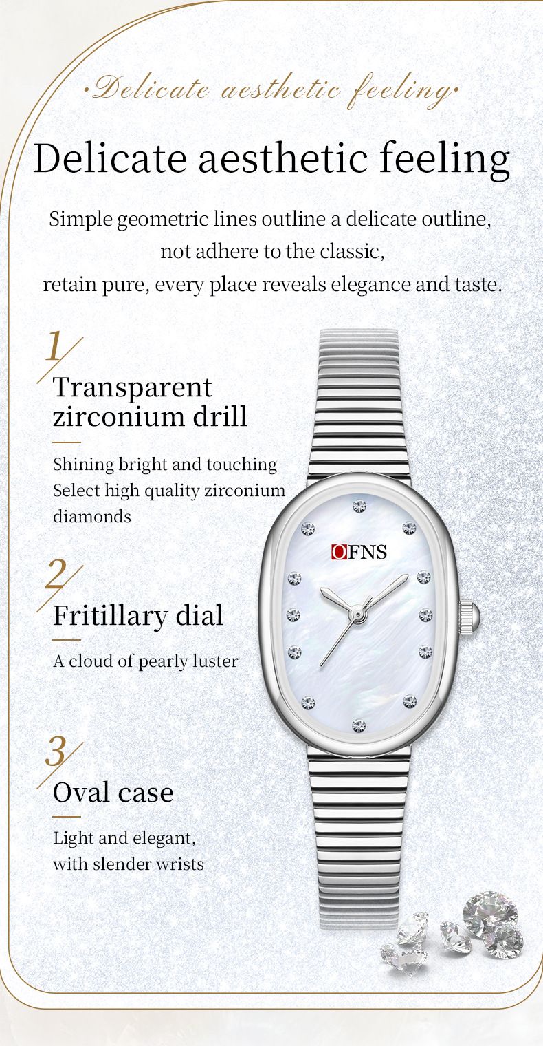 Orologio Madreperla Ovale Orologio al Quarzo Impermeabile Leggero Lusso Orologio da Donna_voghion.com