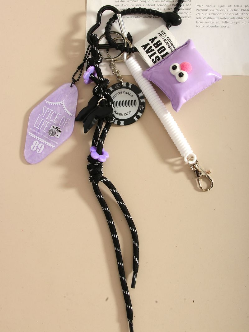 Ciondolo per borsa personalizzato nero e viola, grandi occhi da cartone animato, grazioso ciondolo per cuscino, accessori con ciondolo creativo personalizzato con chip_voghion.com