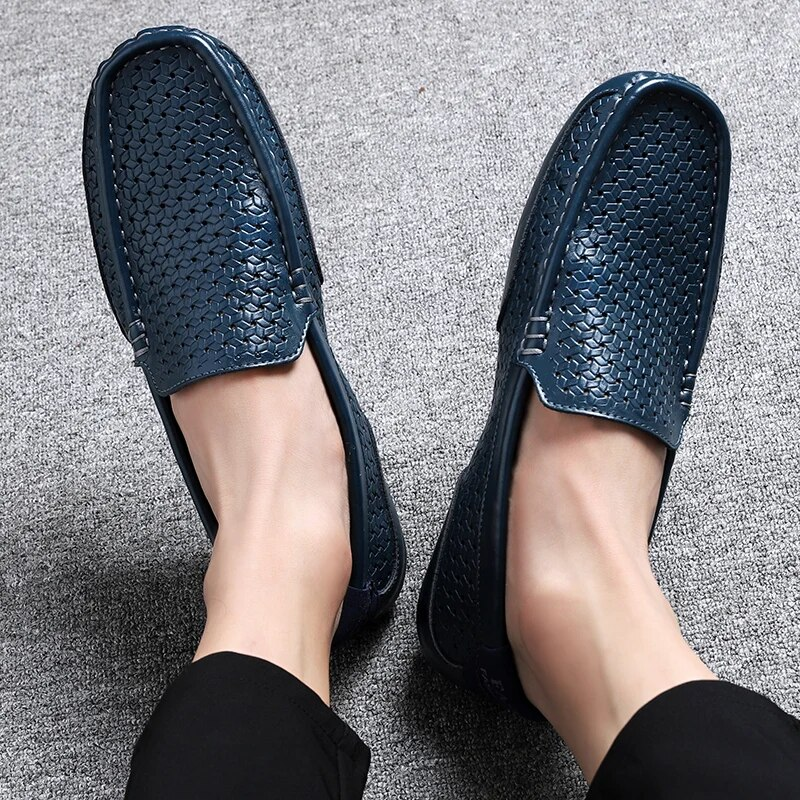 Marca de verão masculina casual macio couro genuíno mocassins mocassins designer italiano respirável deslizamento em sapatos de barco_voghion.com