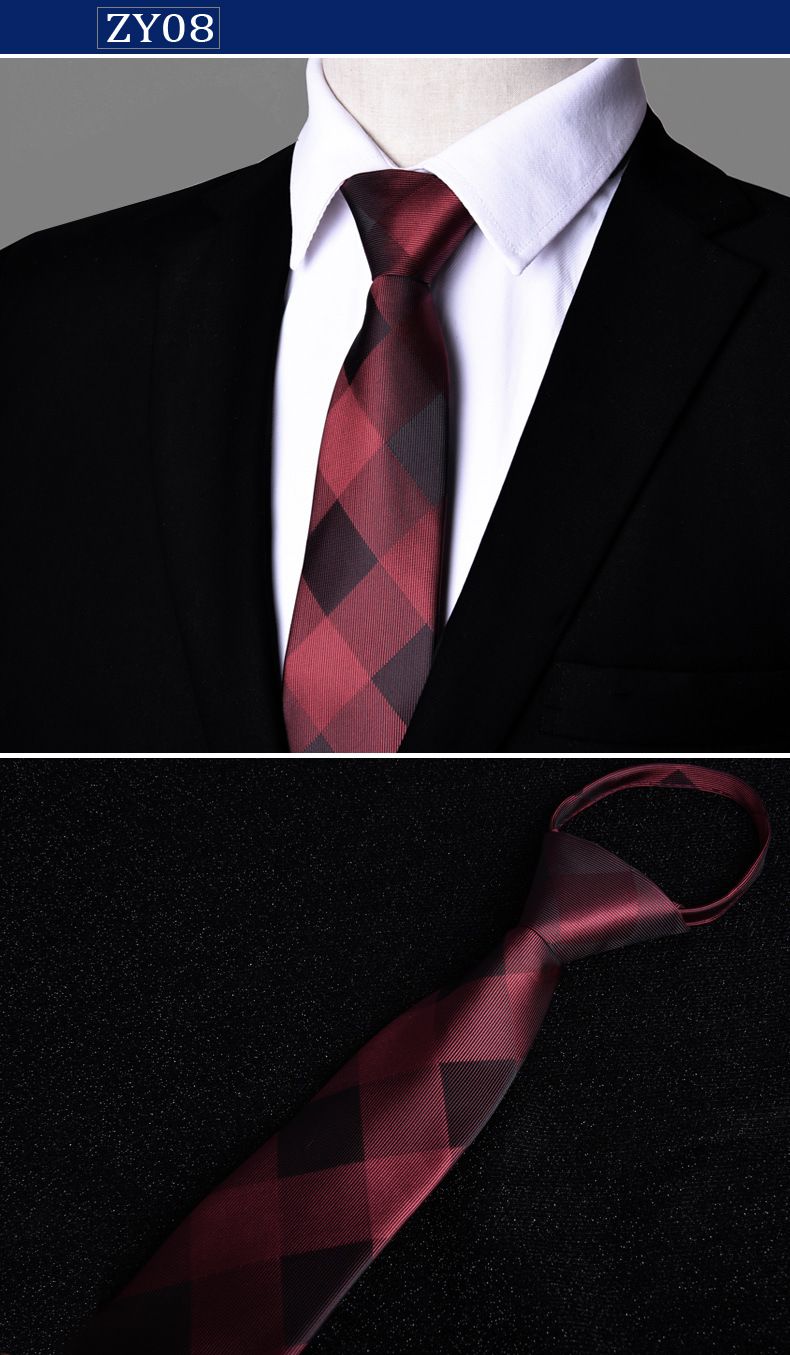 Unisex kaklasaite vīriešiem Profesionāls bizness Executive rāvējslēdzējs 7cm melnas svītras slinkiem cilvēkiem viegli vilkt bez spēlēšanās_voghion.com