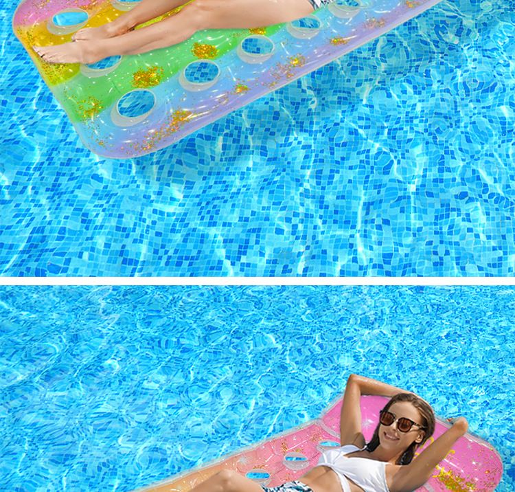 Inflatable Pool Lounge Chair With Armrests & Mesh Seat - Floating Water Hammock For Swimming Beach & Lake (Quick-Dry Heavy-Duty PVC Portable Design)_voghion.com