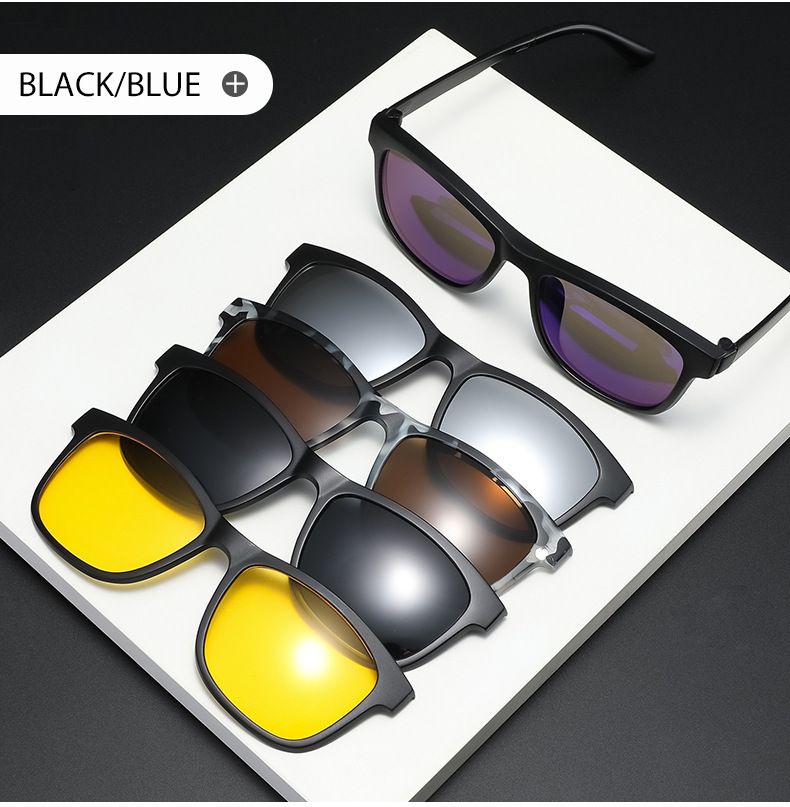 New Arrivals Magnetiske solbriller Clip og optisk brillestel 6 i 1 Kvinder Mænd Polariserede eller Night Vision Multipurpose Eyeglasses_voghion.com