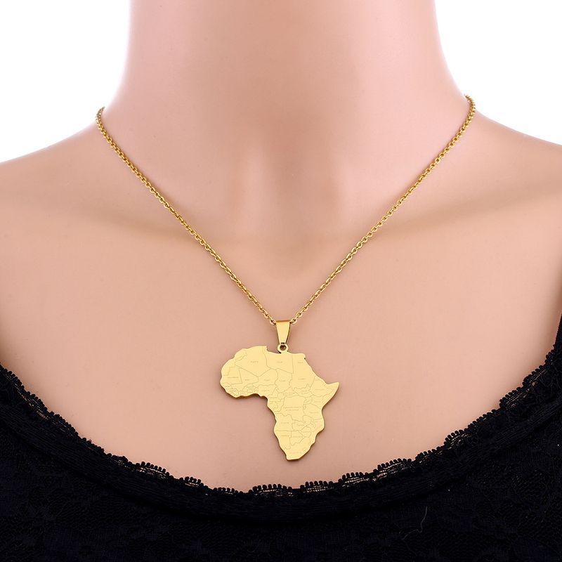 Collana con ciondolo con nome del paese in stile etnico africano, in acciaio al titanio lucidato, Nigeria, Ghana e Somalia_voghion.com