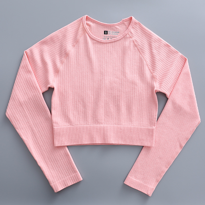 Stram yoga buks vest sport fitness dragt top langærmet sømløs yoga dragt til kvinder_voghion.com