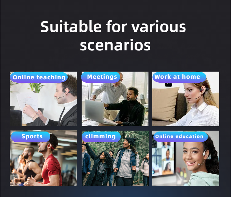 Knochenleitungskopfhörer mit Boom-Mikrofon Drahtloses Bluetooth-Headset mit Geräuschunterdrückung Kopfhörer für Online_voghion.com