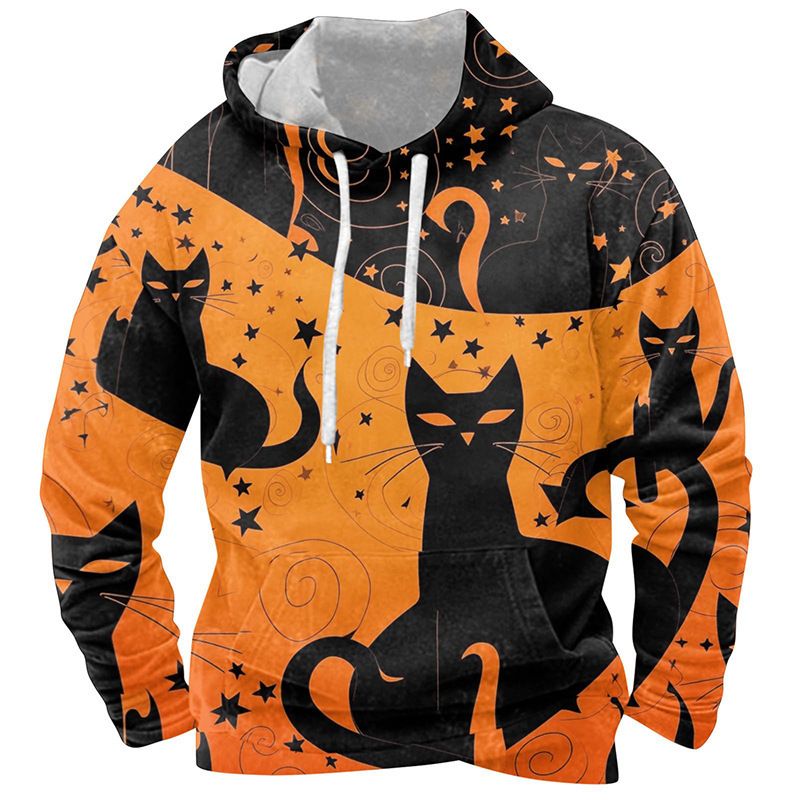 Felpa con cappuccio casual da uomo, nuova stagione 2025, a maniche lunghe, con cappuccio, per Halloween_voghion.com