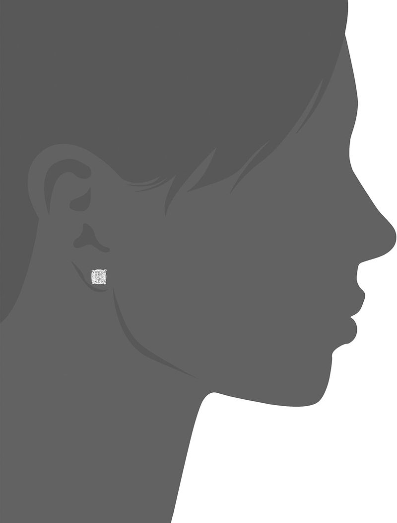 Essentials Platinum Plated Sterling Silver Cushion Cut Cubic Zirconia Stud Earrings_voghion.com