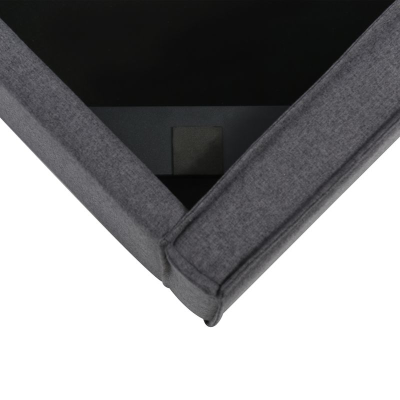 Cadre de lit coffre hydraulique avec sommier à lattes, lit double rembourré moderne 140 x 200 cm, tissu coton, gris, structure en métal_voghion.com