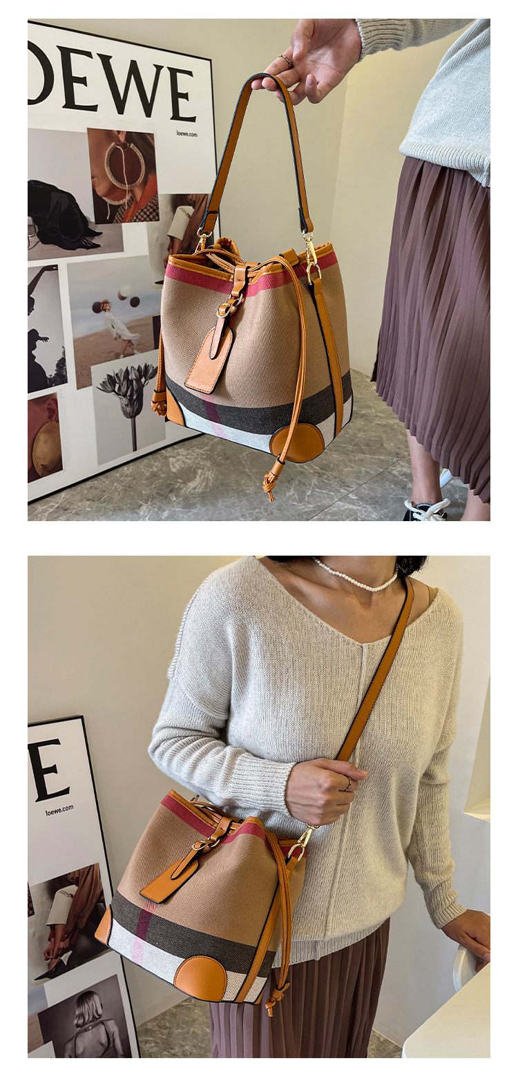Designer-Stil Damen-High-End-Mesh-Beuteltasche aus rotem Canvas mit Karomuster, Damentasche, Temperament, One-Shoulder-Umhängetasche_voghion.com