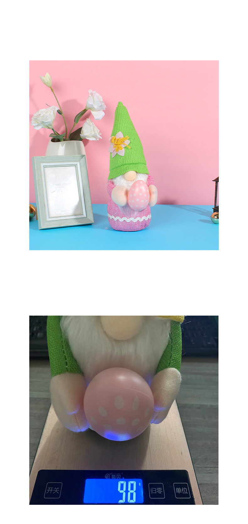 Easter decoration scene layout cartoon rabbit, cute faceless doll, Easter egg doll_voghion.com