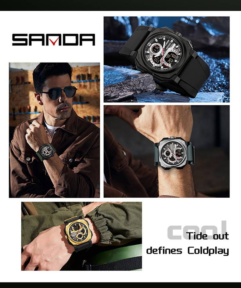 Orologio elettronico al quarzo da uomo, multifunzione, impermeabile, con sveglia, orologio da studente, orologio sportivo digitale quadrato alla moda_voghion.com