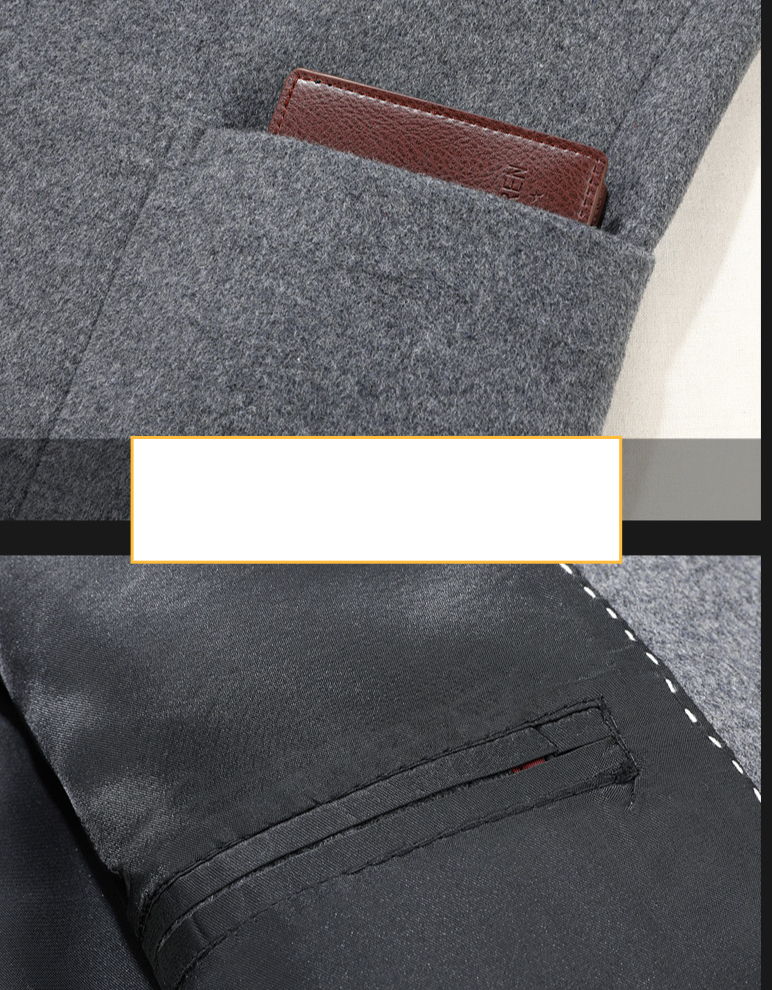Herrenbekleidung Neue Wollanzüge für Herbst und Winter für Männer mittleren Alters im lässigen Kurzjackenstil, verdickte Anzüge, Wollmäntel, Herrenbekleidung_voghion.com