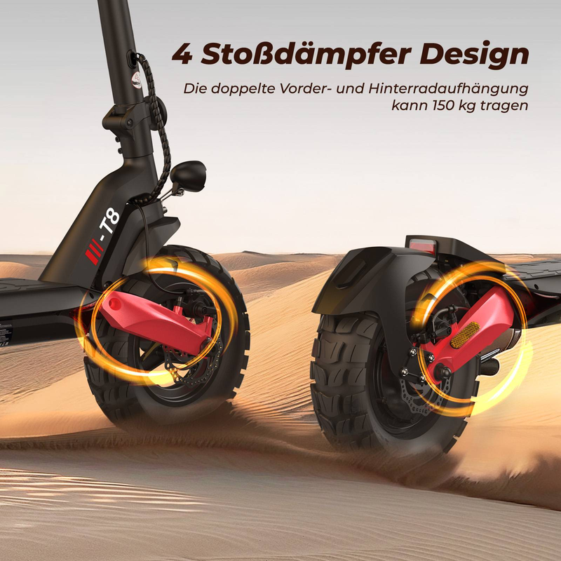 Isinwheel T8 ABE Elektroroller 15 Ah 48 V 500 W Motor 10 Zoll faltbarer Moped-Elektroroller 80-100 km Laufleistung_voghion.com