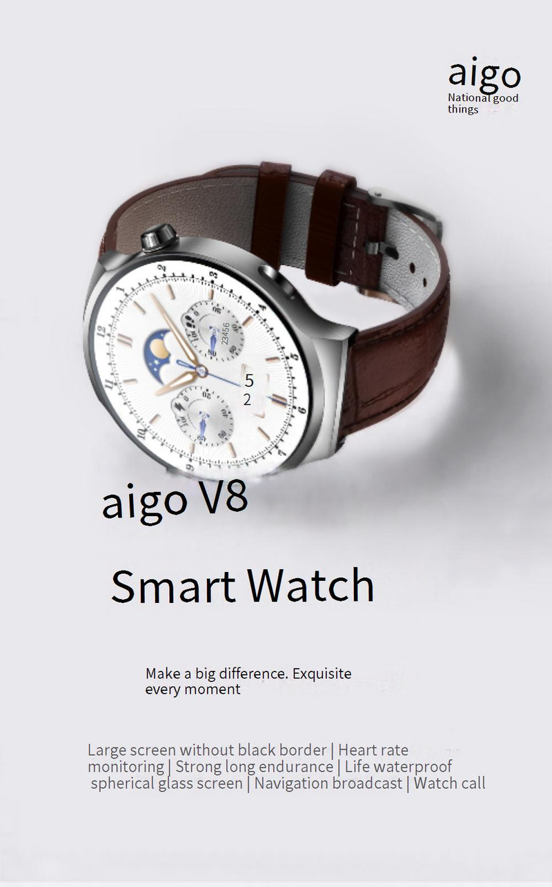 Smart Watches New Aigo Patriot V8 Smart Watch 1.9 HD Large Screen Bluetooth Call Men's Business Phone Watch_voghion.com