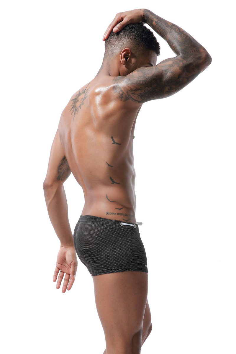 Men's Flat-angle Swimming Trunks, Low-waist Nylon Beach Trunks, Hot Spring Swimming Trunks, Lace-up, Summer_voghion.com