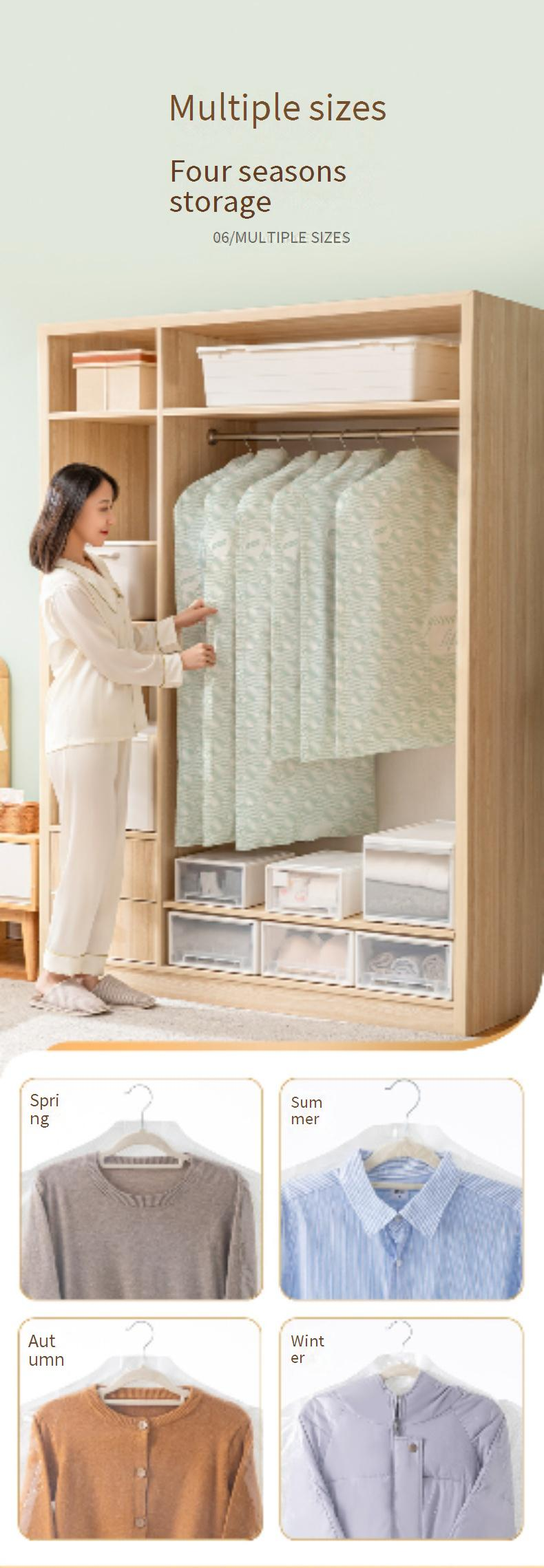 Heavy-Duty Garment Cover - Thick Dust-Proof Hanging Storage Bag (Durable Fabric Clear Window Zippered Closure) - Fits Jackets & Down Coats_voghion.com