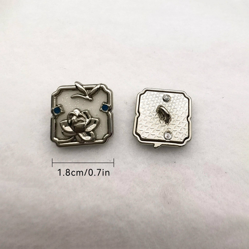 6pcs Square Flower Hand-sewn Buttons, Metal Material, Small Size Exquisite Fashion, Cufflinks, Can Be Used For Coats, Tops, Shirts, Pants._voghion.com