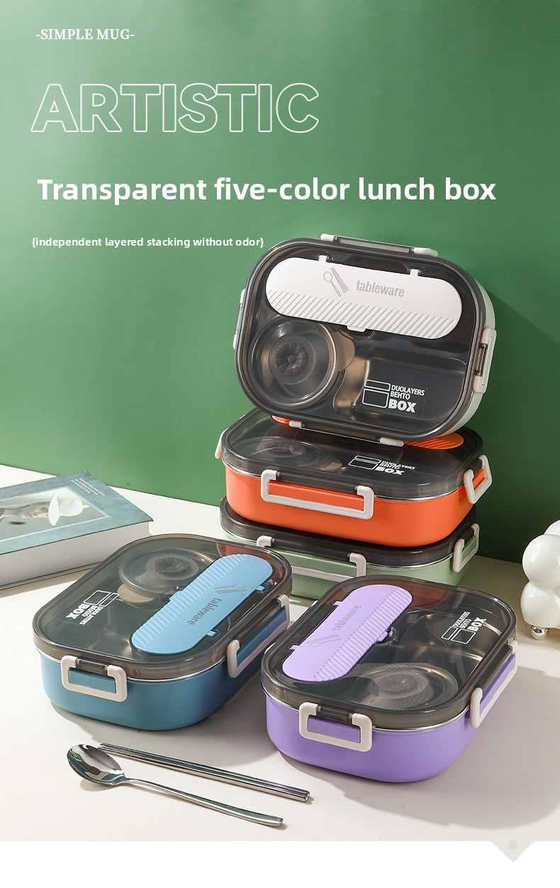 304 Stainless Steel Lunch Box With Leakproof Lid – 4/5-Compartment Bento For Adults (Insulated Eco-Friendly 1500ml With Utensils & Soup Bowl Options)_voghion.com