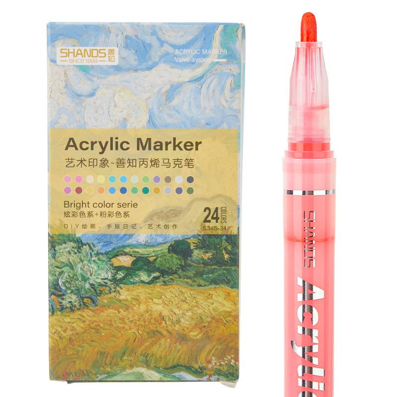 Set di pennarelli acrilici da 24 colori: impermeabili, ad asciugatura rapida, colori vivaci per fai da te, graffiti, schizzi e materiale scolastico_voghion.com