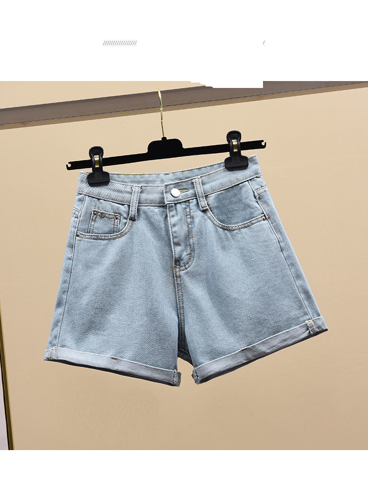 High Waist Denim Shorts For Women - Stretch Comfort A-Line Cut, Vintage Light Wash & Distressed Details, Versatile Summer Casual Shorts_voghion.com