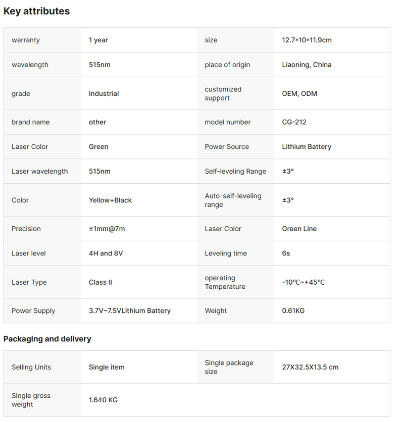 3D Laser Level 12 Line Green Beam Laser Level 360°Rotary Self-Leveling Indoor Outdoor Measure Tool_voghion.com